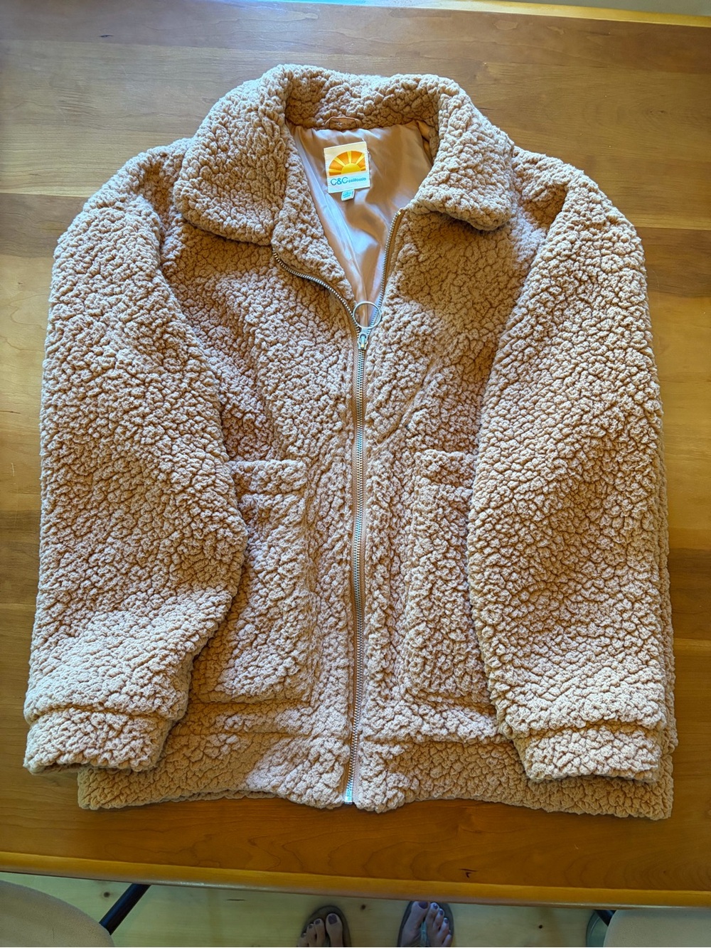 C&C California Tan Sherpa Zip Jacket - Kids